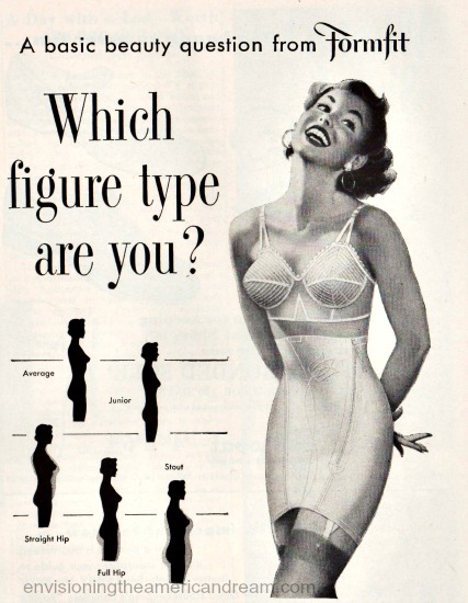 1950s lingerie formfit ad illustration woman in girdle and bra 