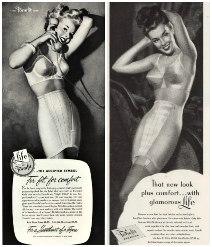 vintage illustration ads women in lingerie girdles and bras