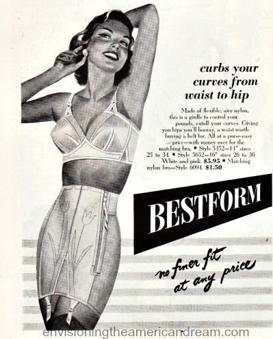 vintage ad Bestform girdle illustration woman in bra and girdle