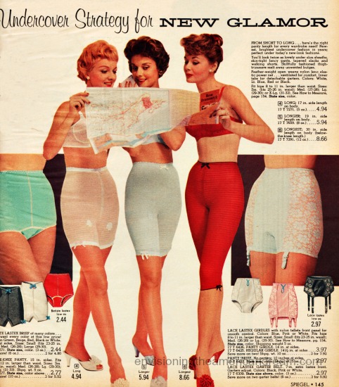 1953 WARNERS CONE BRAS GIRDLES CORSETS- 4 Young Ladies in Lingerie = Print  AD