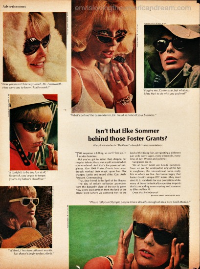 vintage sunglasses foster grant ad Elke Sommer 