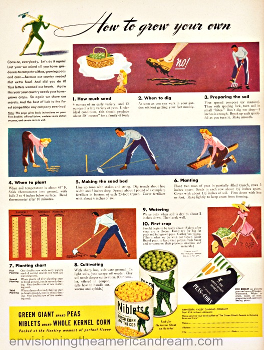 WWII Green Giant ad victory garden tips