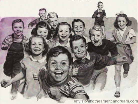 illustration happy children running