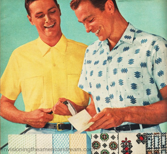 Vintage fashion Mens Dacron Sportshirts 1961 Sears Catalogue vintage picture 1960s men in sportshirts