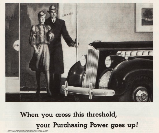 vintage illustration couple in car showroom