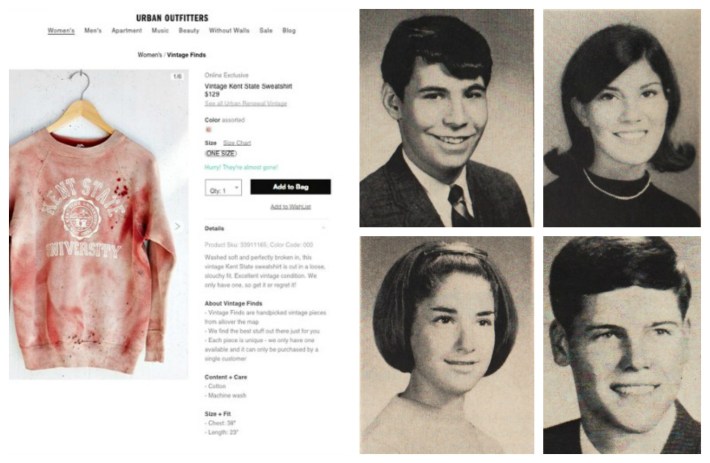 Urban Outfitters Kent State Sweatshirt and 4 Dead in Ohio