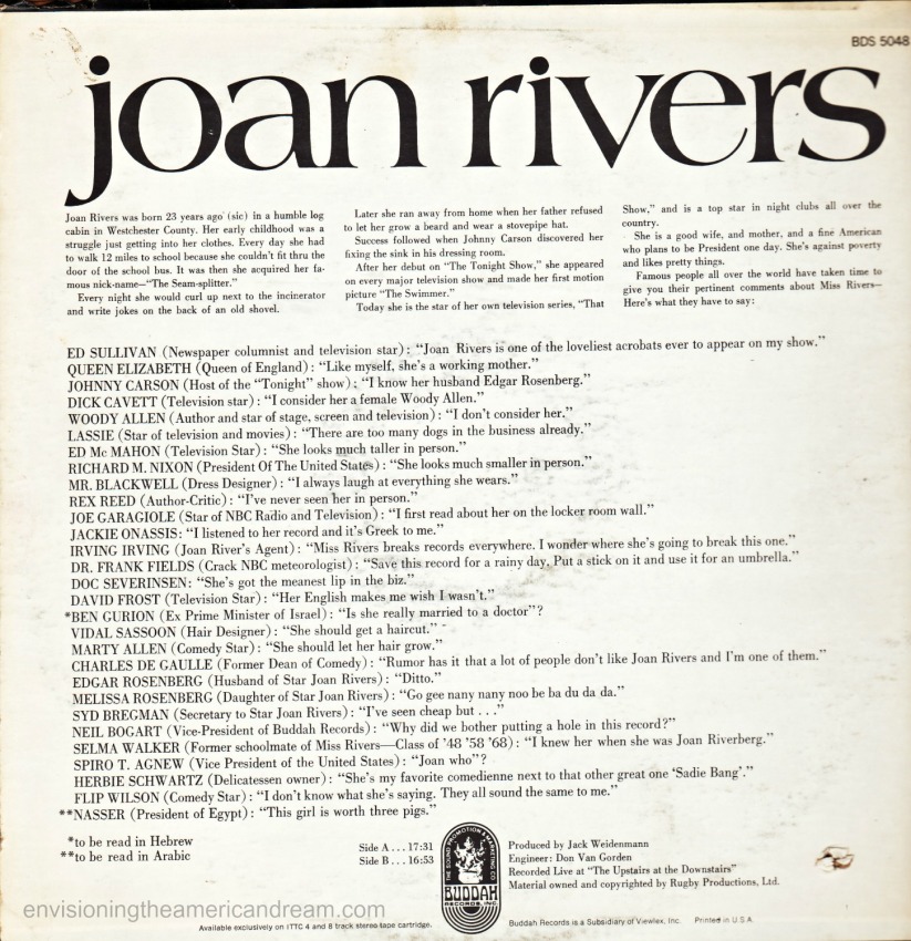 The Next to Last Joan Rivers Album 1969 back Cover 