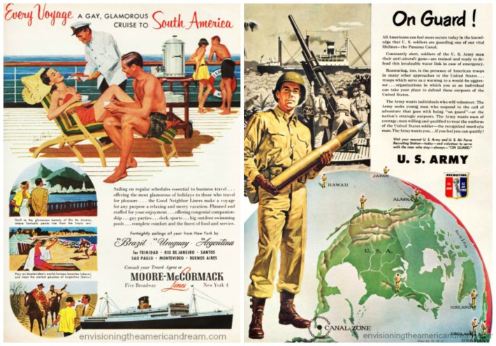 Vintage ads travel and US Army Recruitment  ad