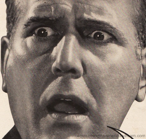 vintage man expressing fear