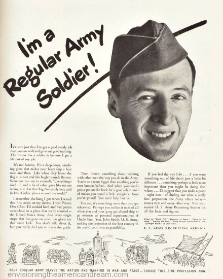 Vintage ad 1946 US recruiting Service  picture of soldier 