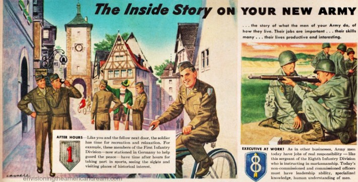vintage illustration US soldiers  army 1948 