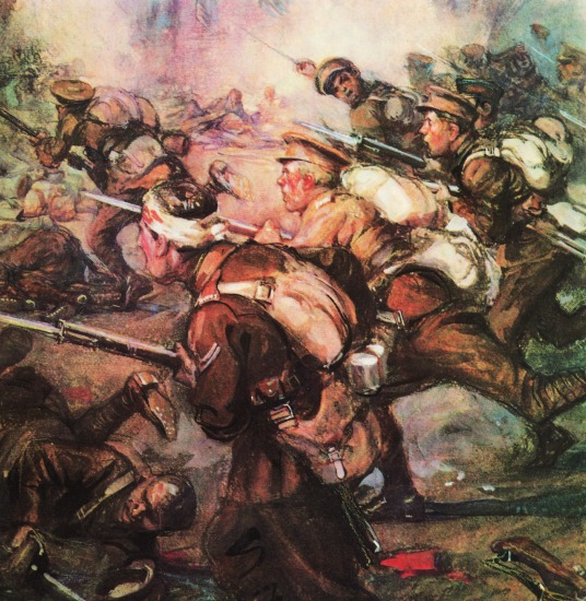 painting WWI soldiers fighting