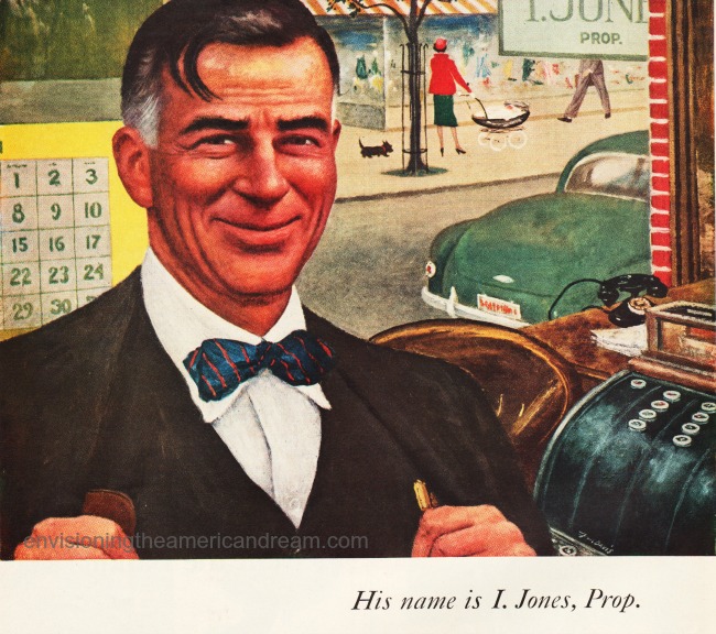 vintage illustration small businessman 1950s 