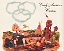 vintage illustration Pilgrom and Indian