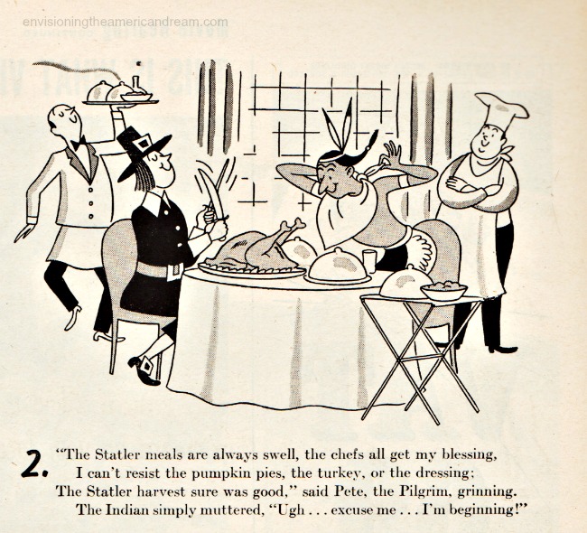 Vintage ad pilgrim and Indian dining
