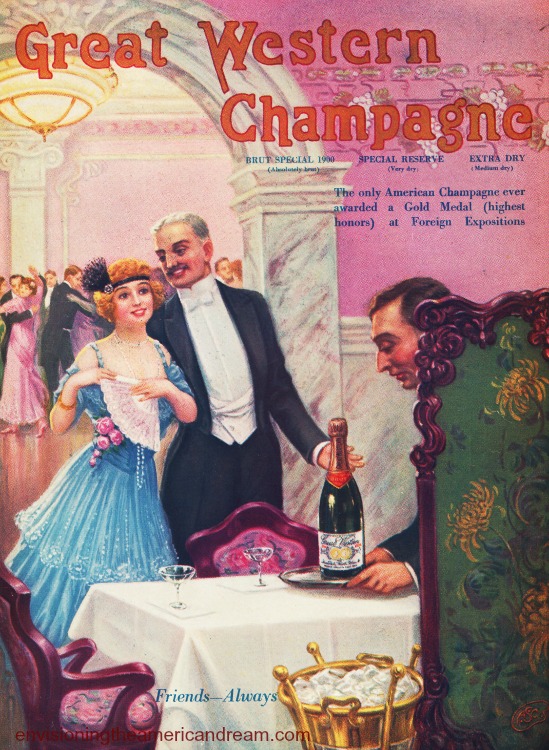 vintage champagne ad illustration 1915 couple celebrating