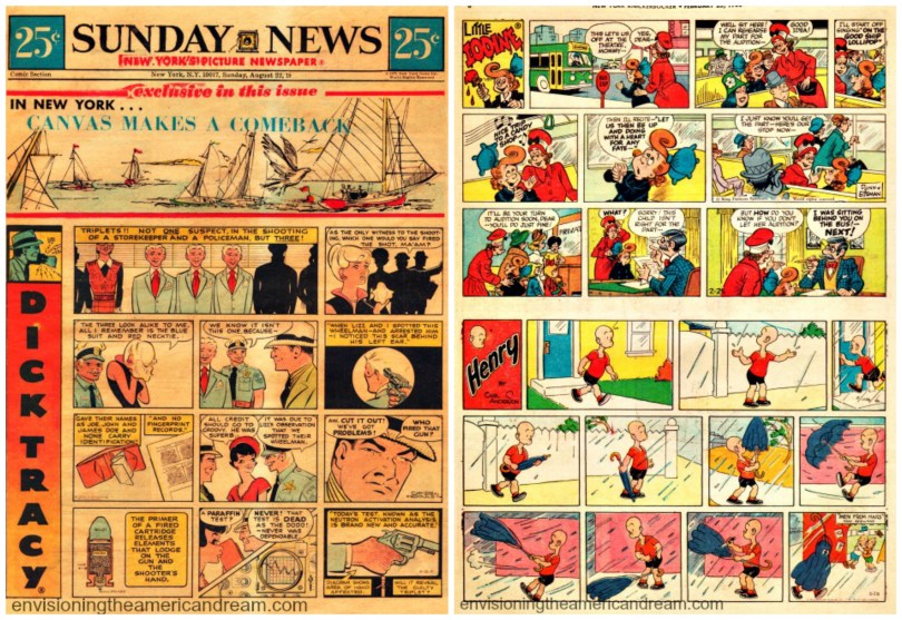 Sunday comics Dick Tracy, Little Iodine, henry