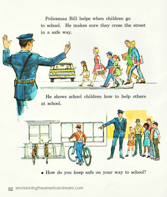 Vintage illustration policeman 1960s Children's school book 