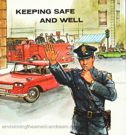 Vintage school book illustration Policeman