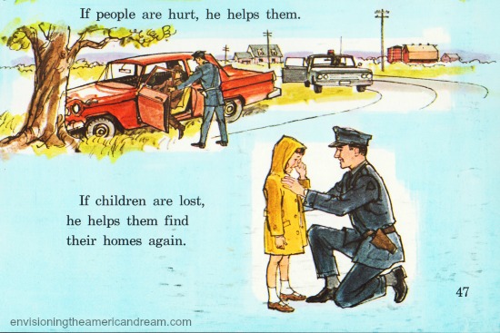 Vintage illustration policeman Children's school book 