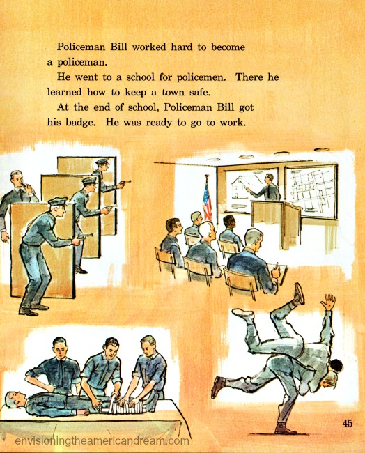 Vintage illustration policemen at academy  Children's school book