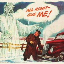 vintage illustration car winter