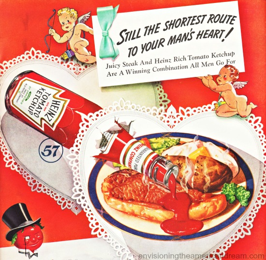 Vintage Heinz Ketchup Advertisement 1949 Vintage Heinz Ketchup Ad for Valentines Day 1940