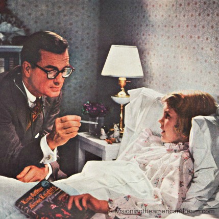 vintage picture dr visiting sick child 1950s