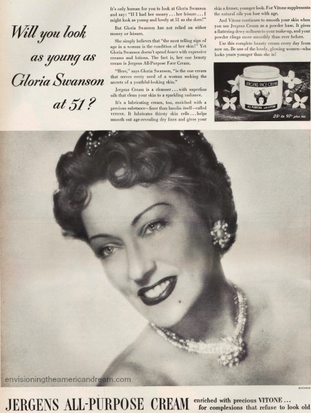 vintage ad for face cream Gloria Swanson