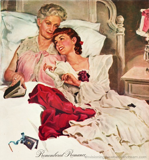 Vintage illustration older woman and younger woman