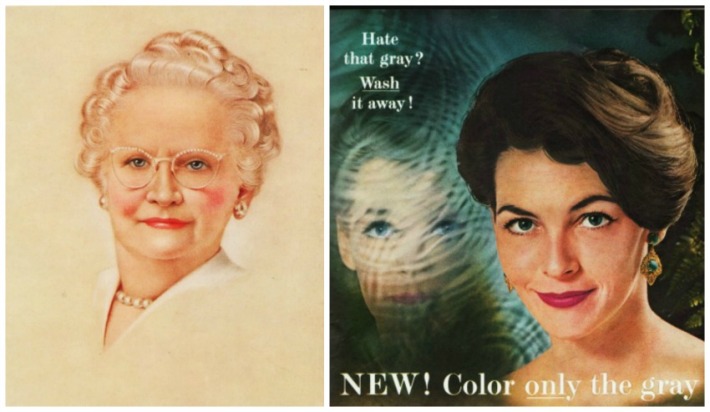 Vintage hair care ads gray hair