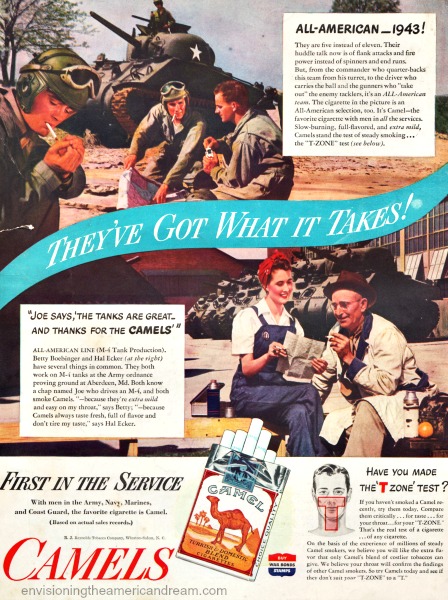 Vintage WWII ad Camels cigarettes war workers