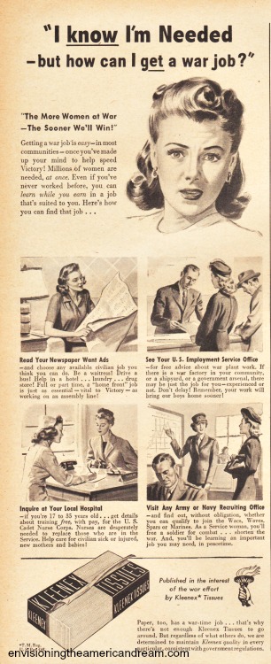 WWII Women war work Kleenex ad