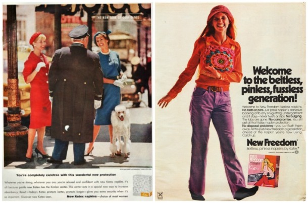 Vintage Kotex ads 1960, 1970