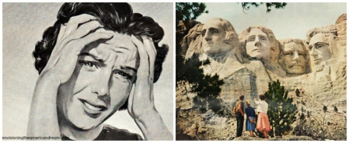 collage vintage Woman and Mt Rushmore