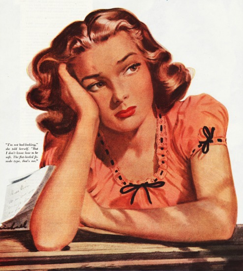 vintage illustration young woman 