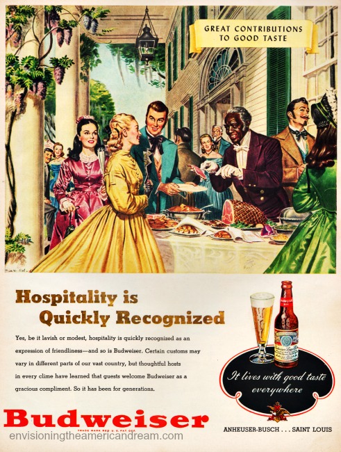 vintage Budweiser ad illustration Southern plantation life 