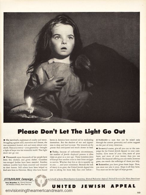 Vintage United Jewish Appeal Ad 1947 image of little girl