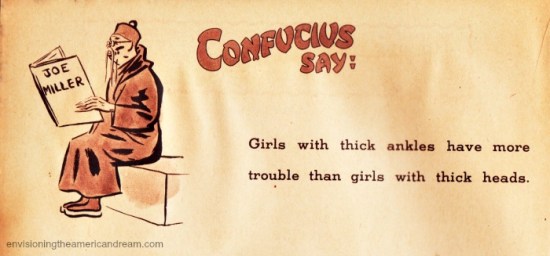 Vintage cartoon Confucius reading