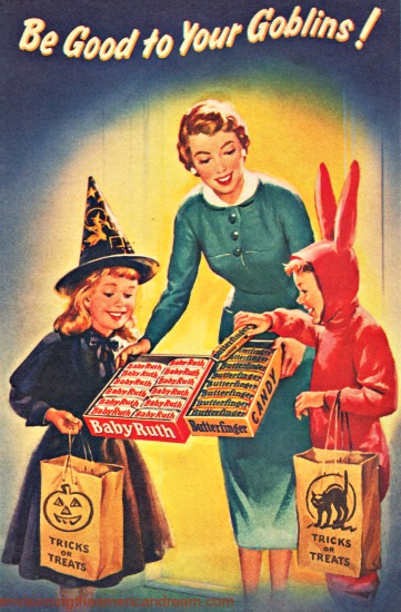 vintage illustration Trick or Treat 1950s 