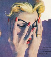 vintage illustration woman upset