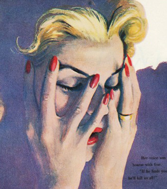 vintage illustration woman upset