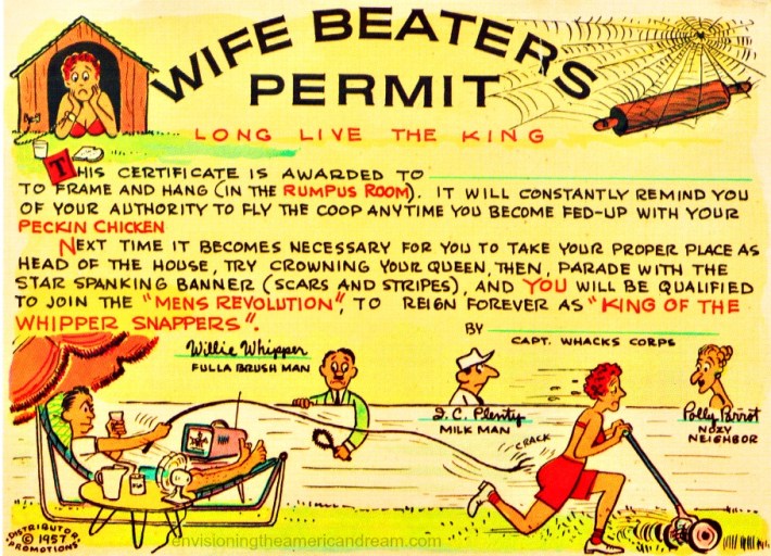 Vintage sexist gag Wife Beaters Permit 1957