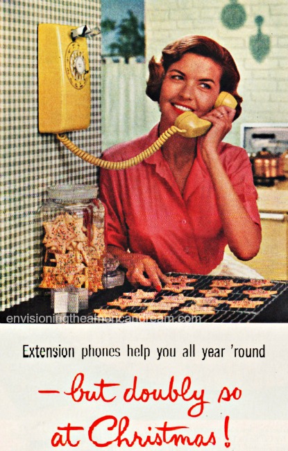 vintage ad 1950s housewife and telephone