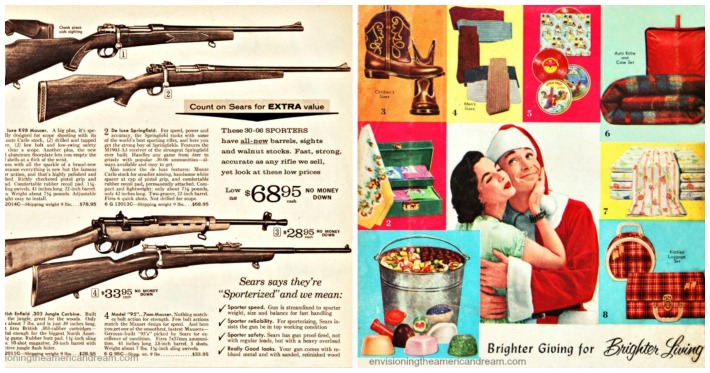 vintage catalog pages mid century guns and Christmas presents