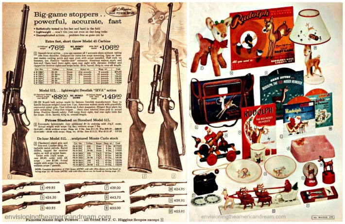 Vintage xmas catalog pages guns deer and rudolph