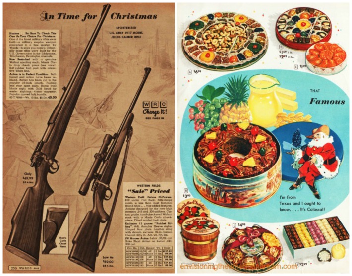 Vintage Xmas catalog pages Xmas Guns Fruitcake In Time for Christmas