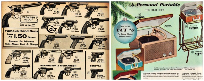 vintage catalog xmas guns pistols and record player