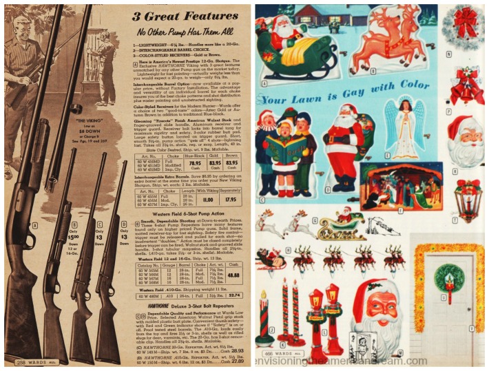 Vintage catalog pages guns and Christmas decorations