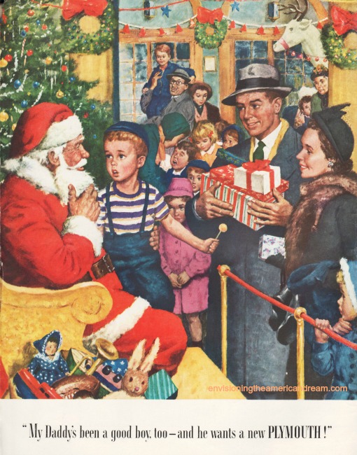 vintage illustration Santa children 1940s family 